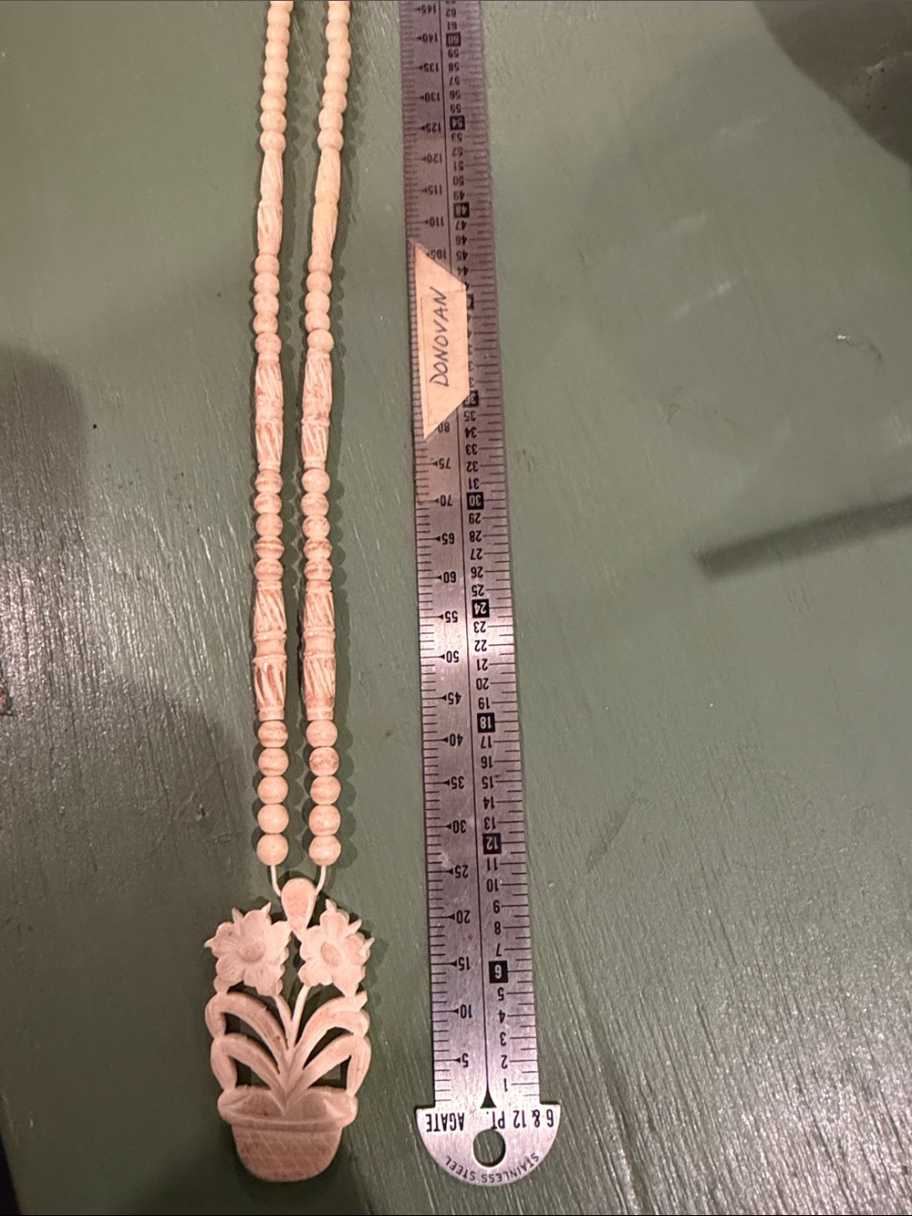 Nantucket ivory handmade necklace and carved basket